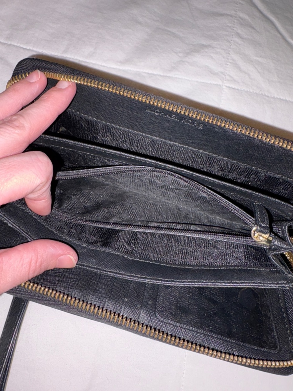 Michael Kors Black Zip-Around Wristlet With Gold Accents - Picture 3 of 3